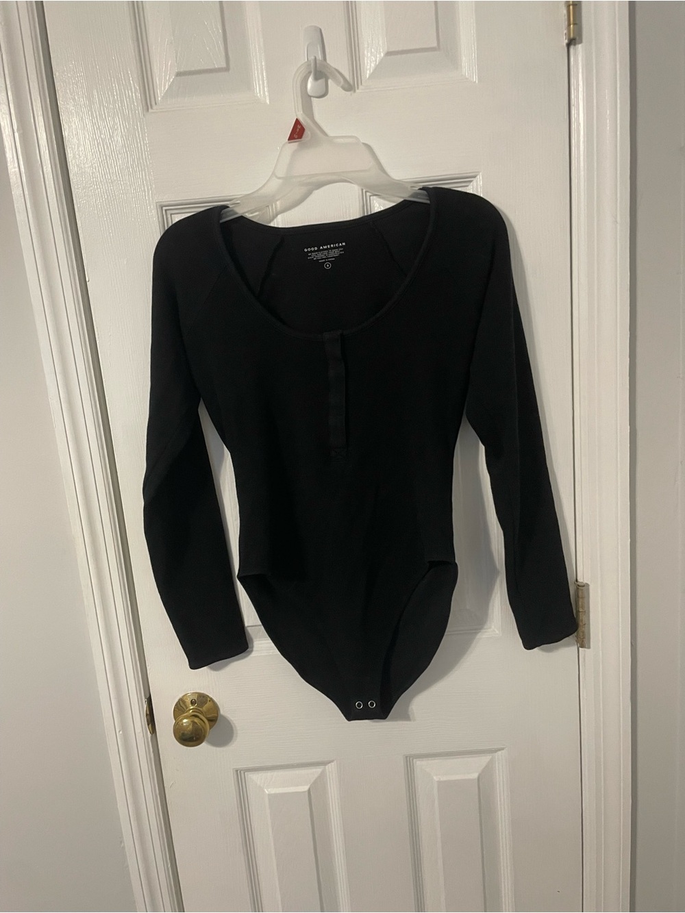 Good AmericanBlack Ribbed Long Sleeve Snap Bodysuit